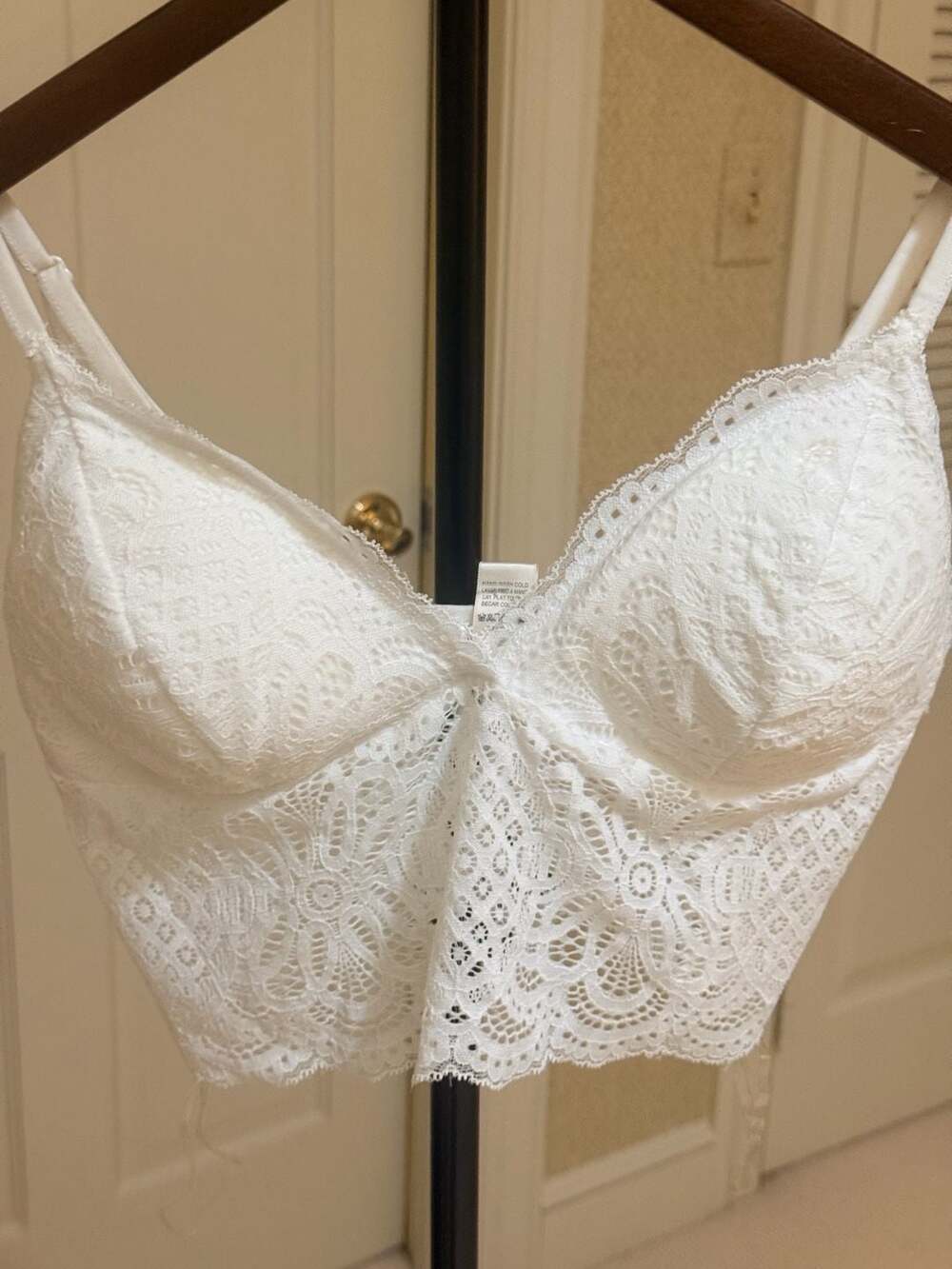 Bozzolo White Lace Bralette Crop Top Size Large